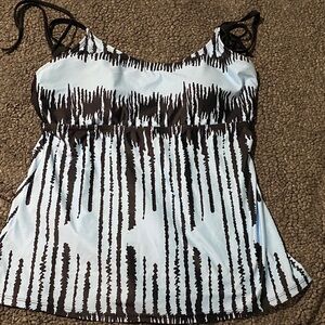 Women’s Black & Light BlueStriped Sleeveless bathing suit top